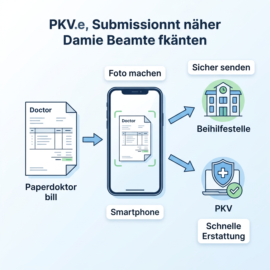 Infografik zum digitalen Abrechnungsprozess der Beihilfe