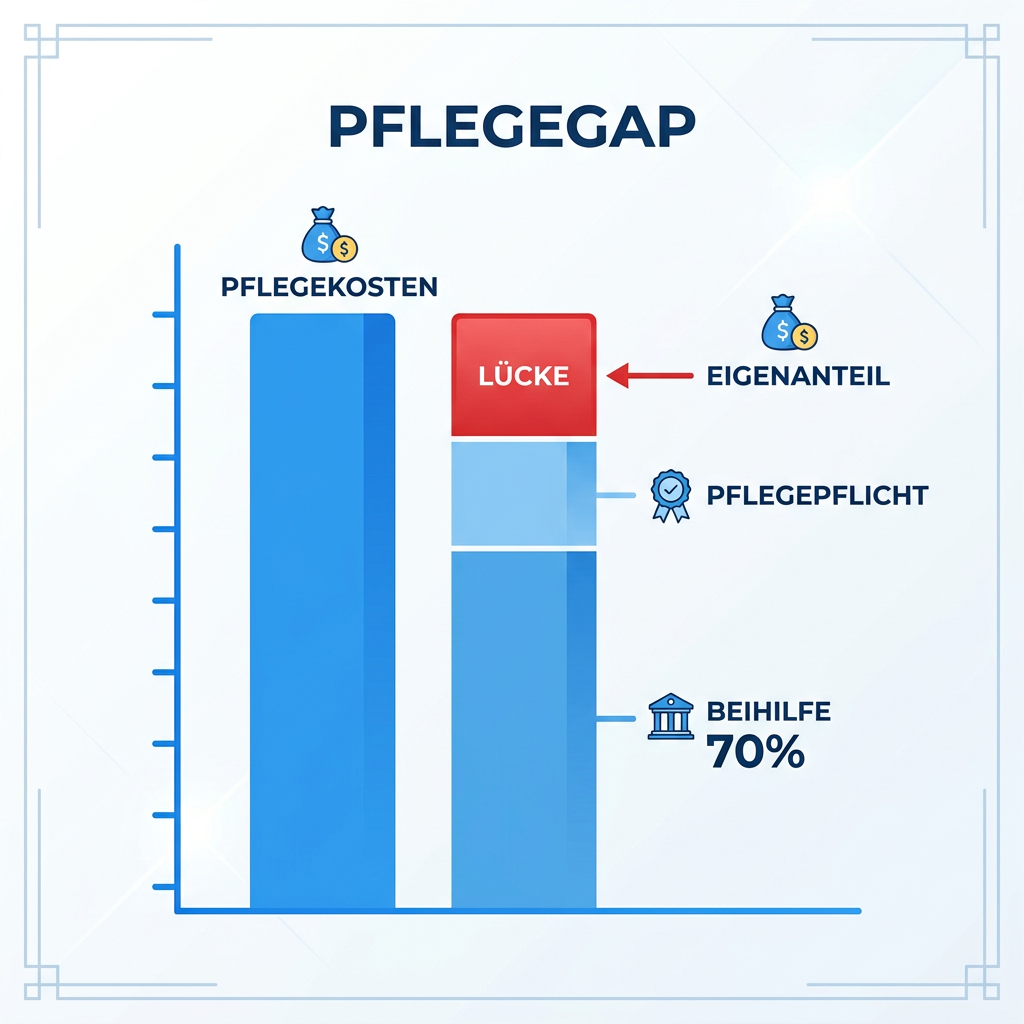 Infografik zur Pflegelücke bei Beamten im Ruhestand
