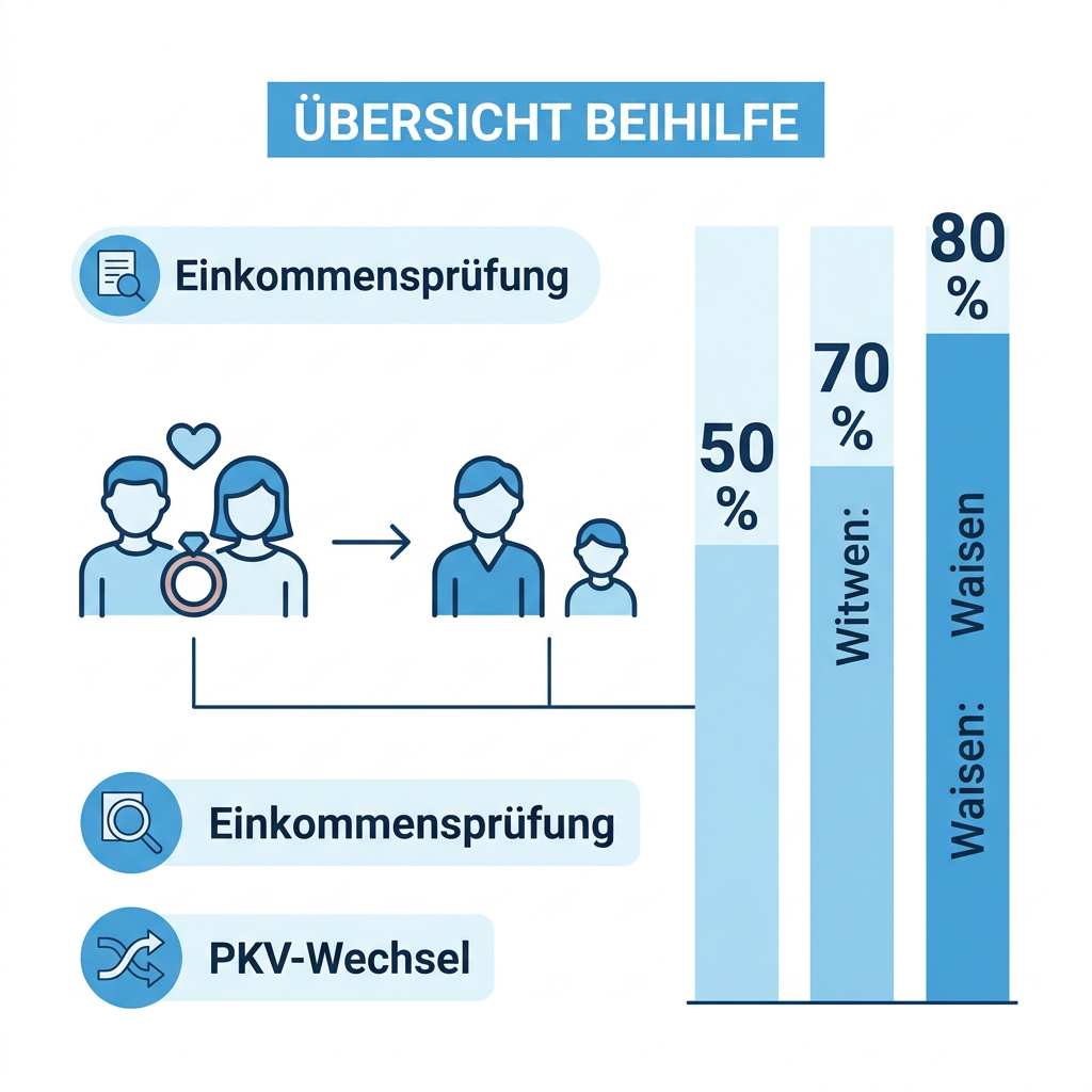 Infografik zu den Beihilfesätzen für Hinterbliebene