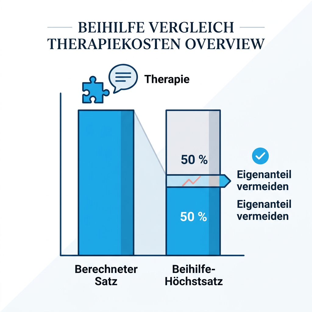 Infografik Vergleich Beihilfe-Höchstsätze vs. tatsächliche Kosten für Heilmittel