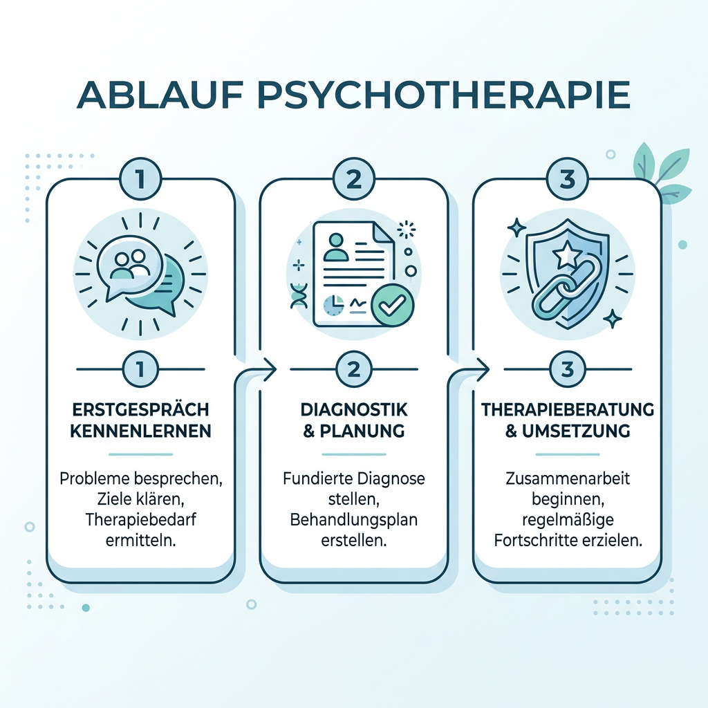 Infografik zum Ablauf des Antragsverfahrens für Psychotherapie bei Beamten