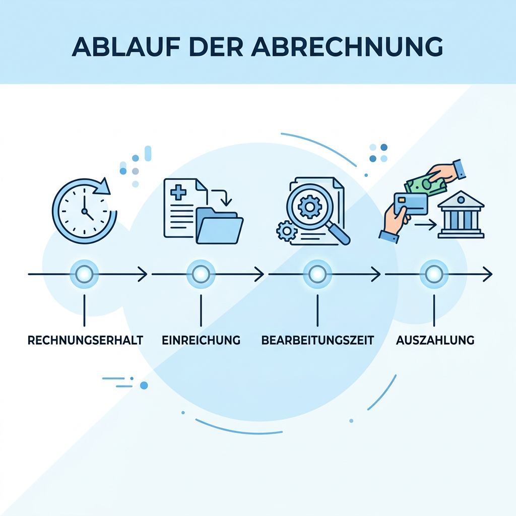 Infografik zum Zeitstrahl von der Arztrechnung bis zur Beihilfe-Erstattung