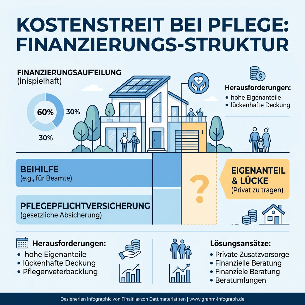 Infografik zur Kostenverteilung im Pflegefall für Beamte Infografik zur Kostenverteilung im Pflegefall für Beamte