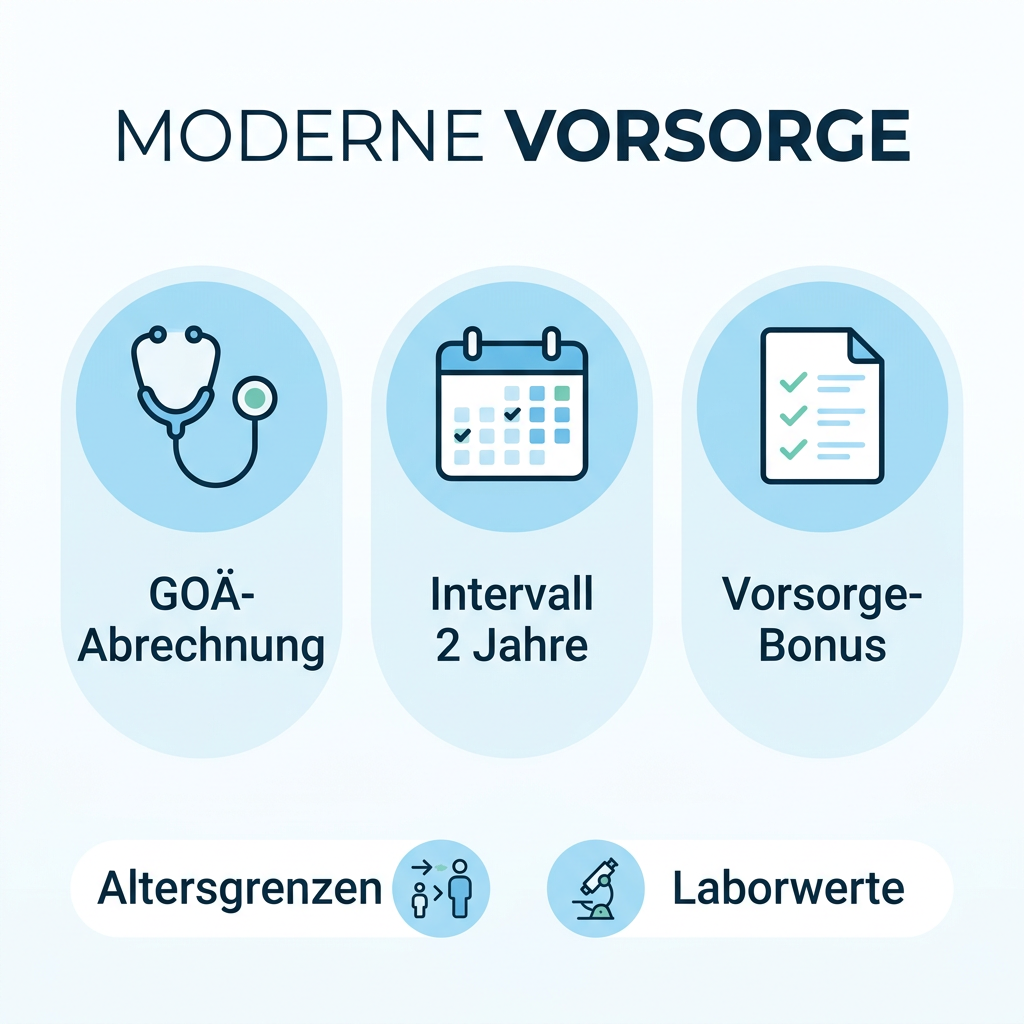 Infografik zu Vorsorgeintervallen und Abrechnungsschritten für Beamte