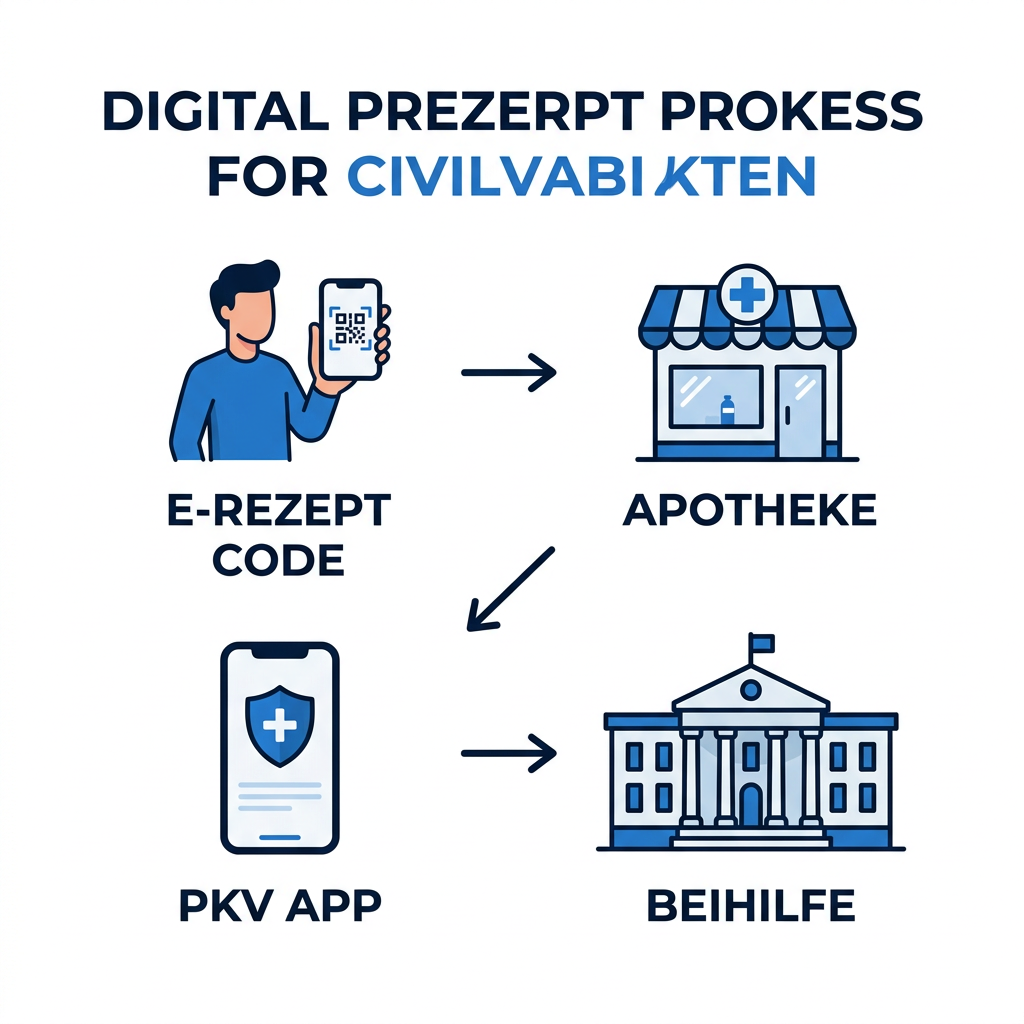 Infografik zum Ablauf des E-Rezepts für Privatversicherte