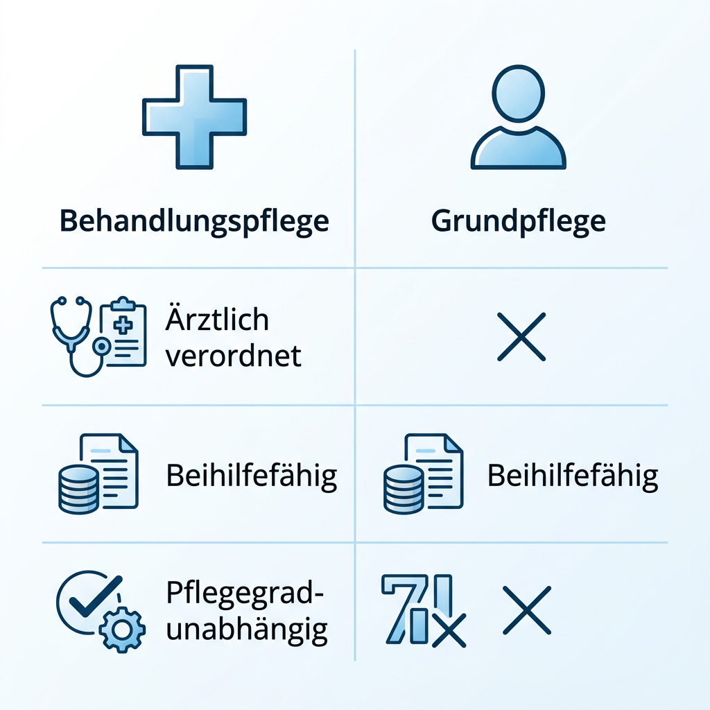 Infografik Vergleich Behandlungspflege vs. Grundpflege