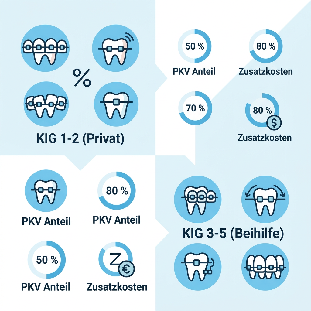 Infografik zu KIG-Stufen und Erstattungsanteilen für Beamte