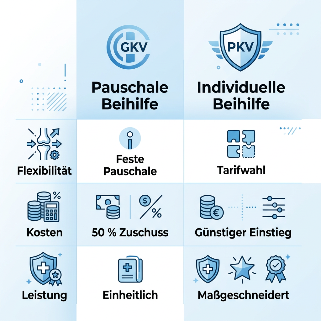 Vergleichsgrafik zwischen pauschaler und individueller Beihilfe