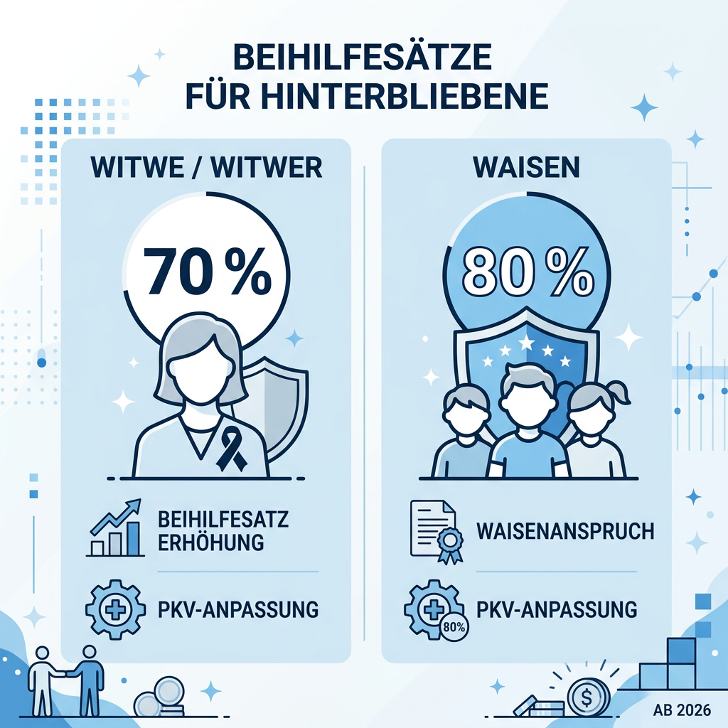 Infografik zu den Beihilfesätzen für Hinterbliebene im Vergleich