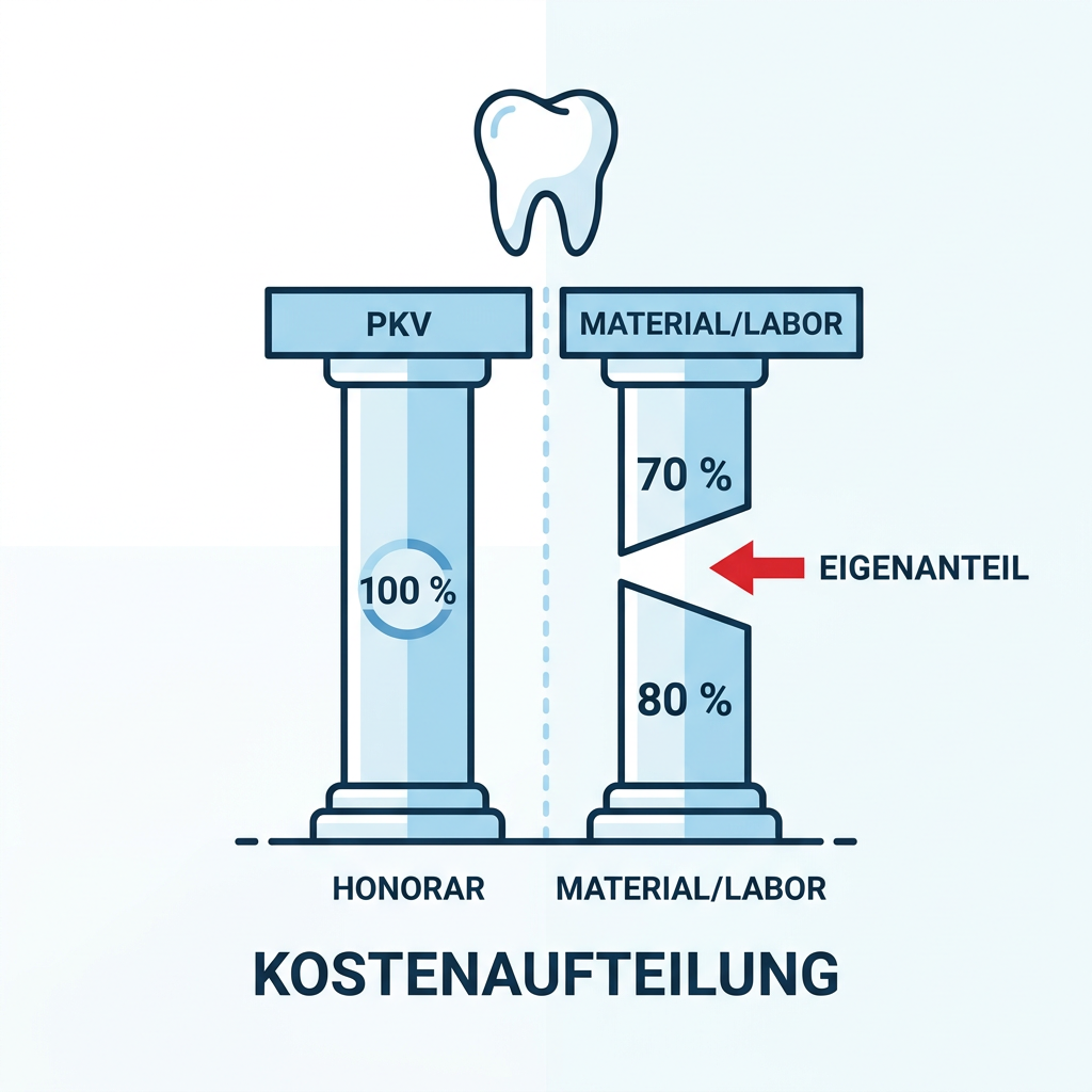 Infografik zum Kostenvergleich bei Zahnersatz für Beamte