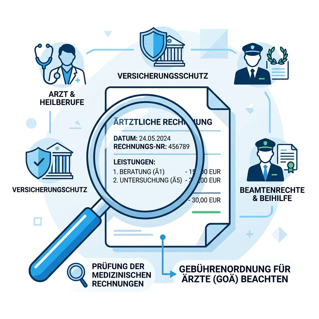 Infografik zur Prüfung einer Arztrechnung durch die Beihilfestelle
