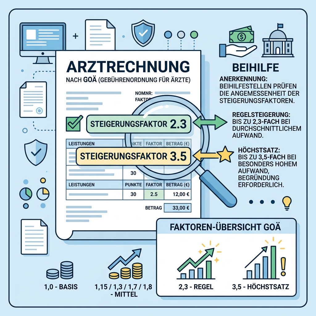 Infografik zur Gebührenordnung für Ärzte (GOÄ) und den Steigerungssätzen