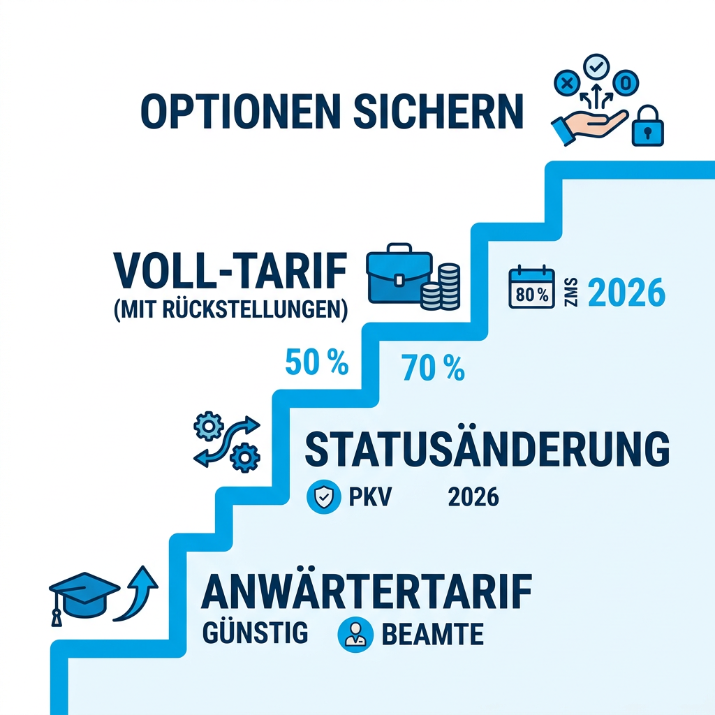 Infografik zum Übergang vom Anwärtertarif in den Normaltarif