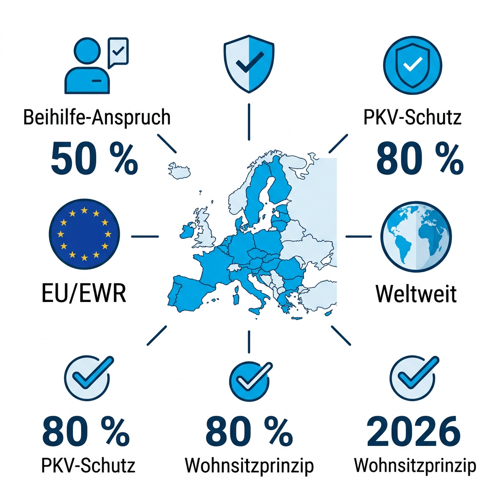 Übersichtskarte zu Beihilfeleistungen im EU-Ausland vs. weltweit