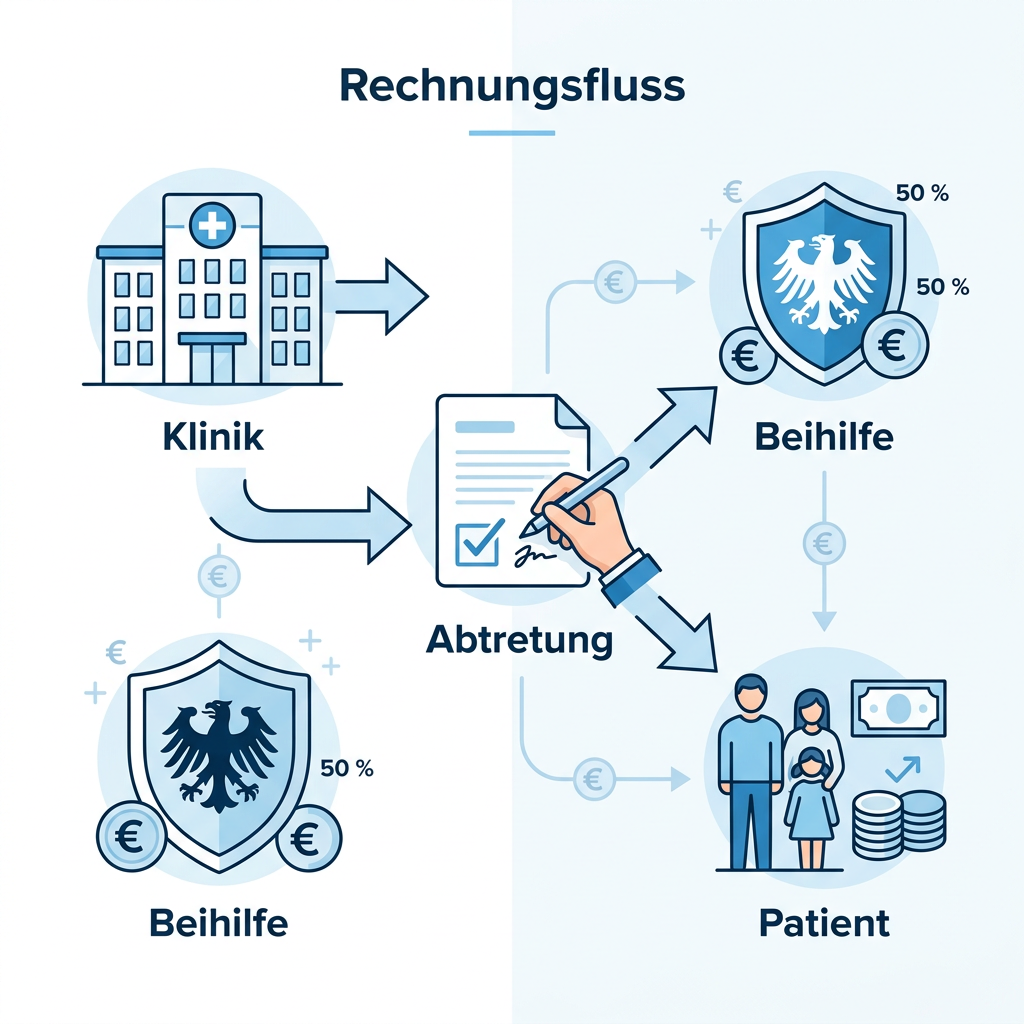 Infografik Abrechnungswege im Krankenhaus für Beamte