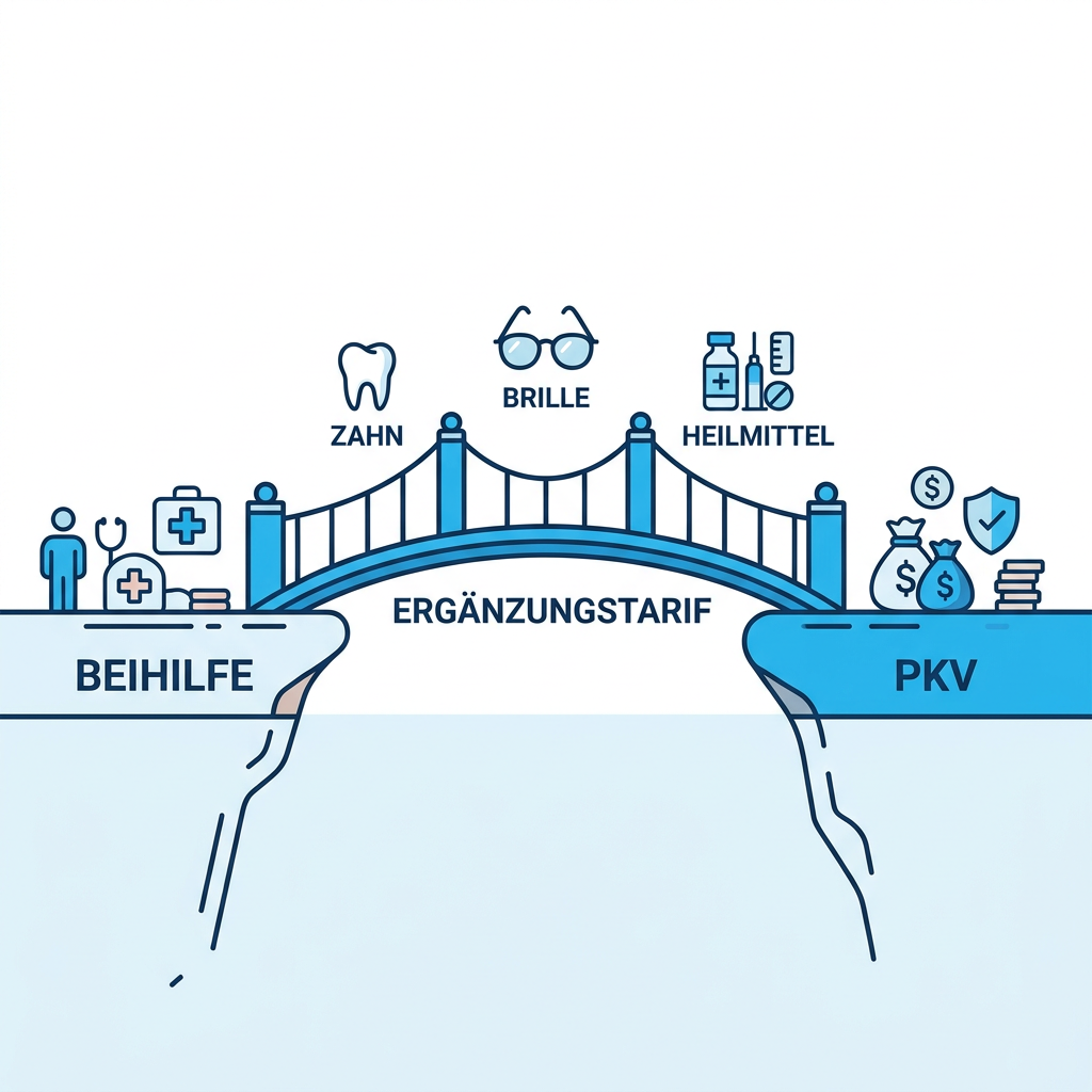 Infografik über die Deckungslücken der Beihilfe und die Funktion des Ergänzungstarifs