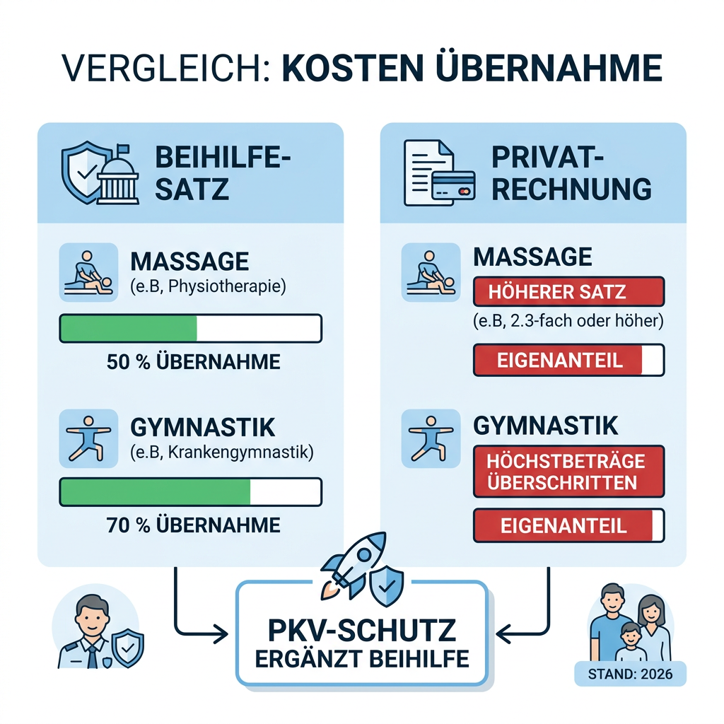 Infografik zu Erstattungssätzen für Physiotherapie bei Beamten