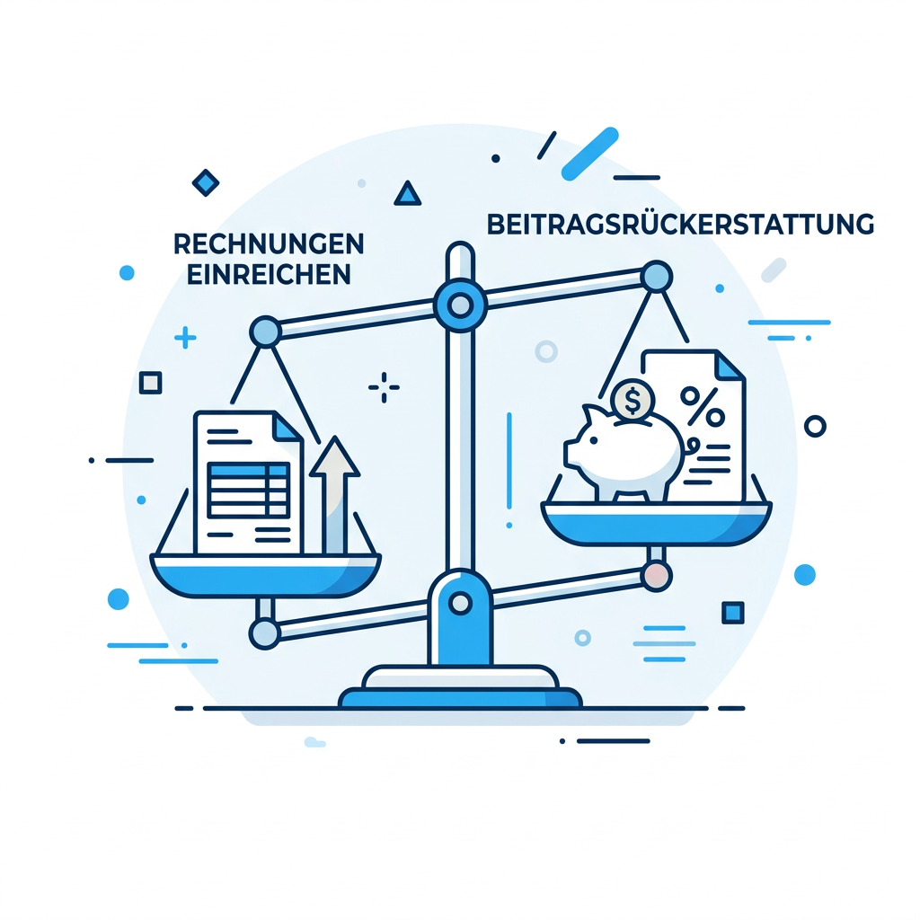 Infografik zum Vergleich zwischen Beitragsrückerstattung und Rechnungseinreichung