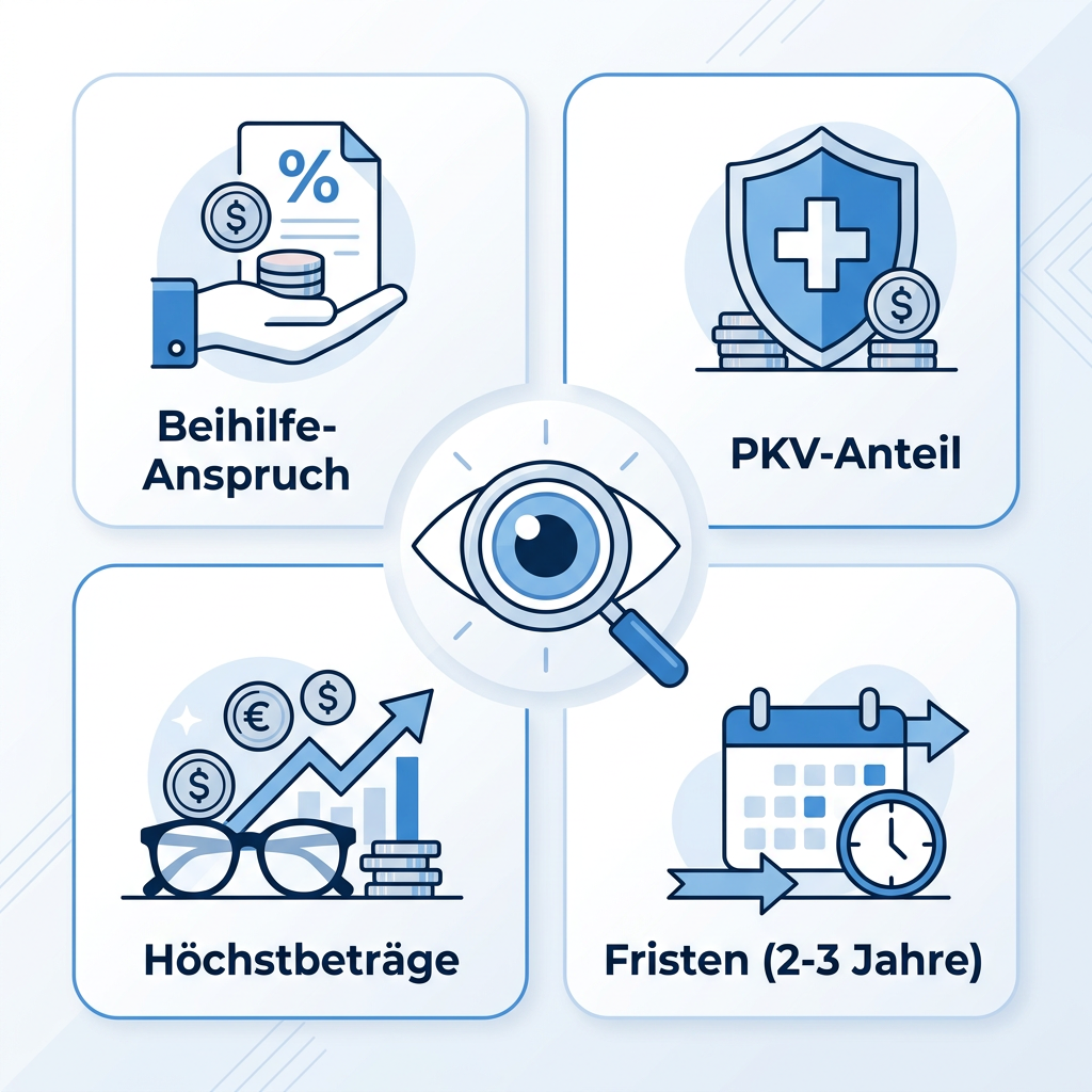 Infografik zur Erstattung von Sehhilfen bei Beamten