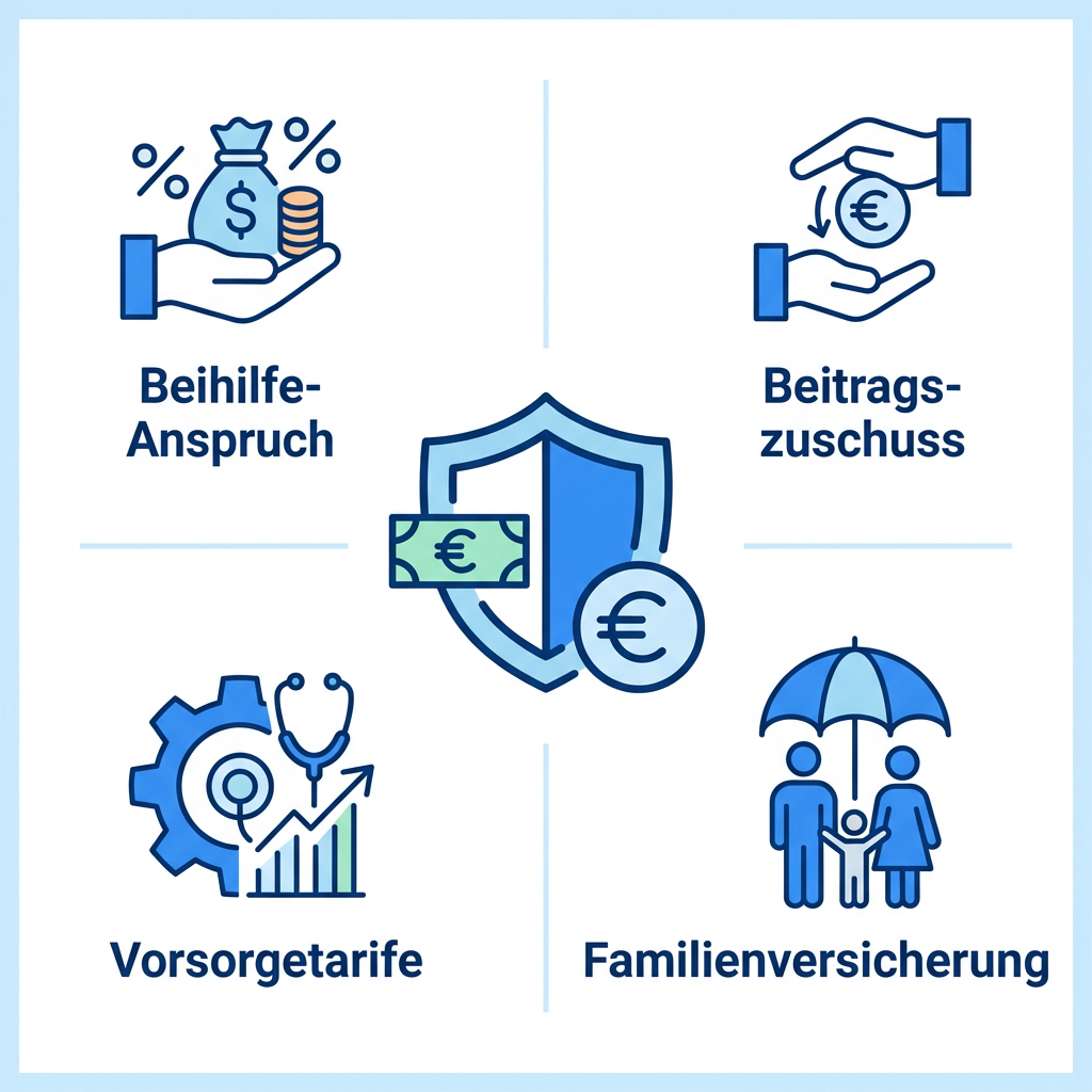 Infografik zur Beitragsgestaltung der PKV während der Elternzeit für Beamte