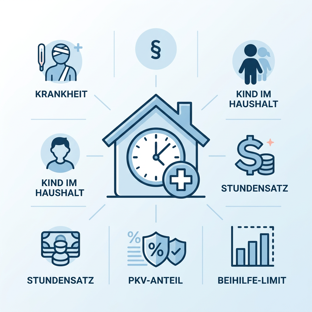 Infografik zu den Voraussetzungen für eine Haushaltshilfe bei Beamten