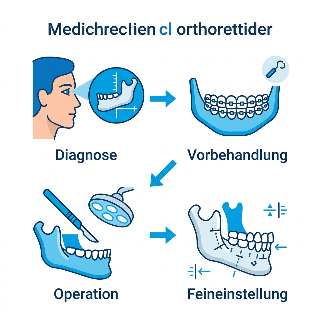 Infografik zum Ablauf einer kombinierten KFO-chirurgischen Behandlung