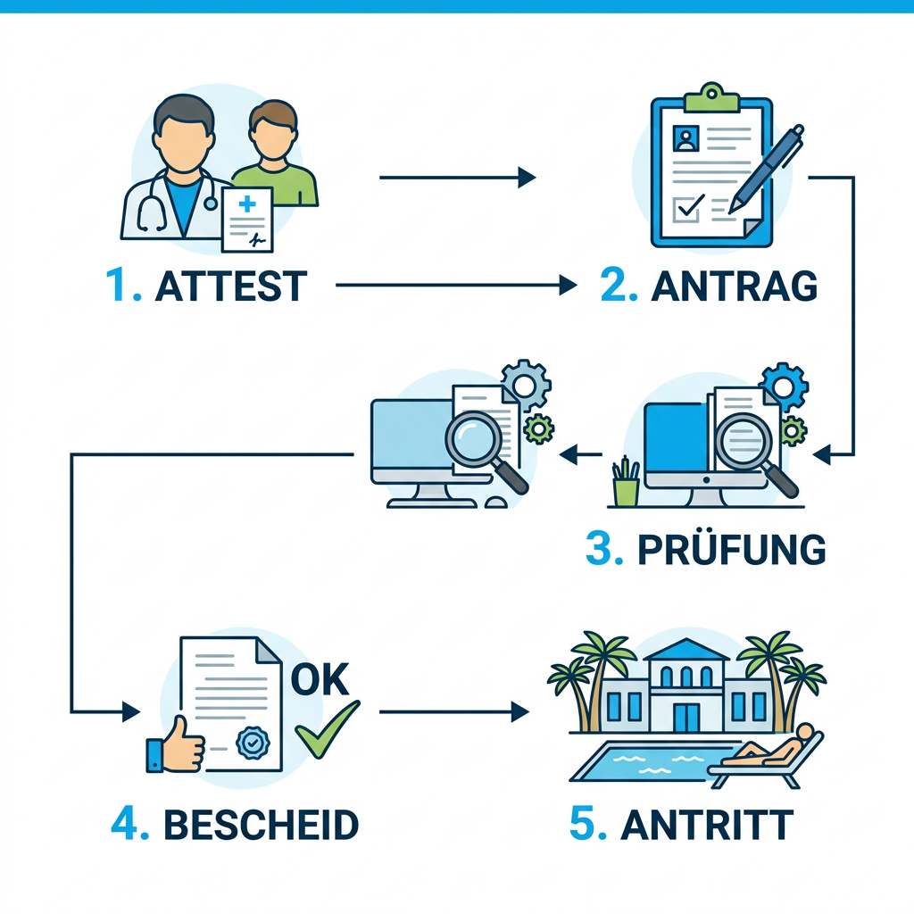 Infografik zum Ablauf des Kurantrags für Beamte