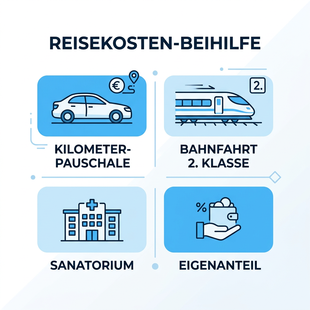 Infografik zur Erstattung von Fahrtkosten bei Kuren für Beamte