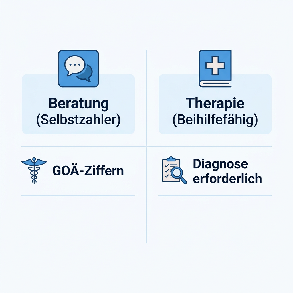 Infografik zum Vergleich von Beratung und Therapie für Beamte
