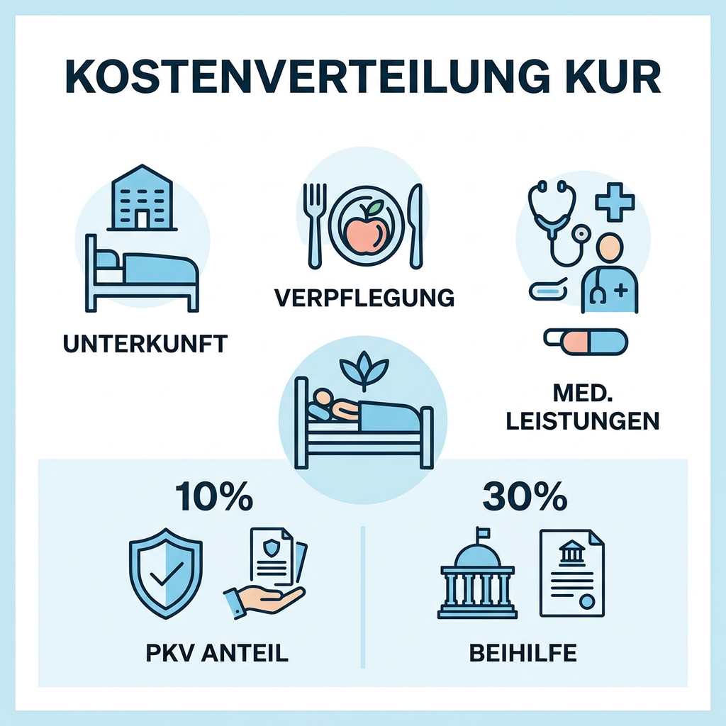 Infografik zur Kostenverteilung bei Kuraufenthalten für Beamte Infografik zur Kostenverteilung bei Kuraufenthalten für Beamte
