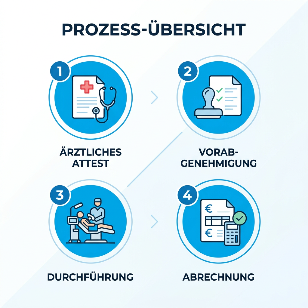 Infografik zum Ablauf der Beantragung einer Kur bei Beihilfe und PKV