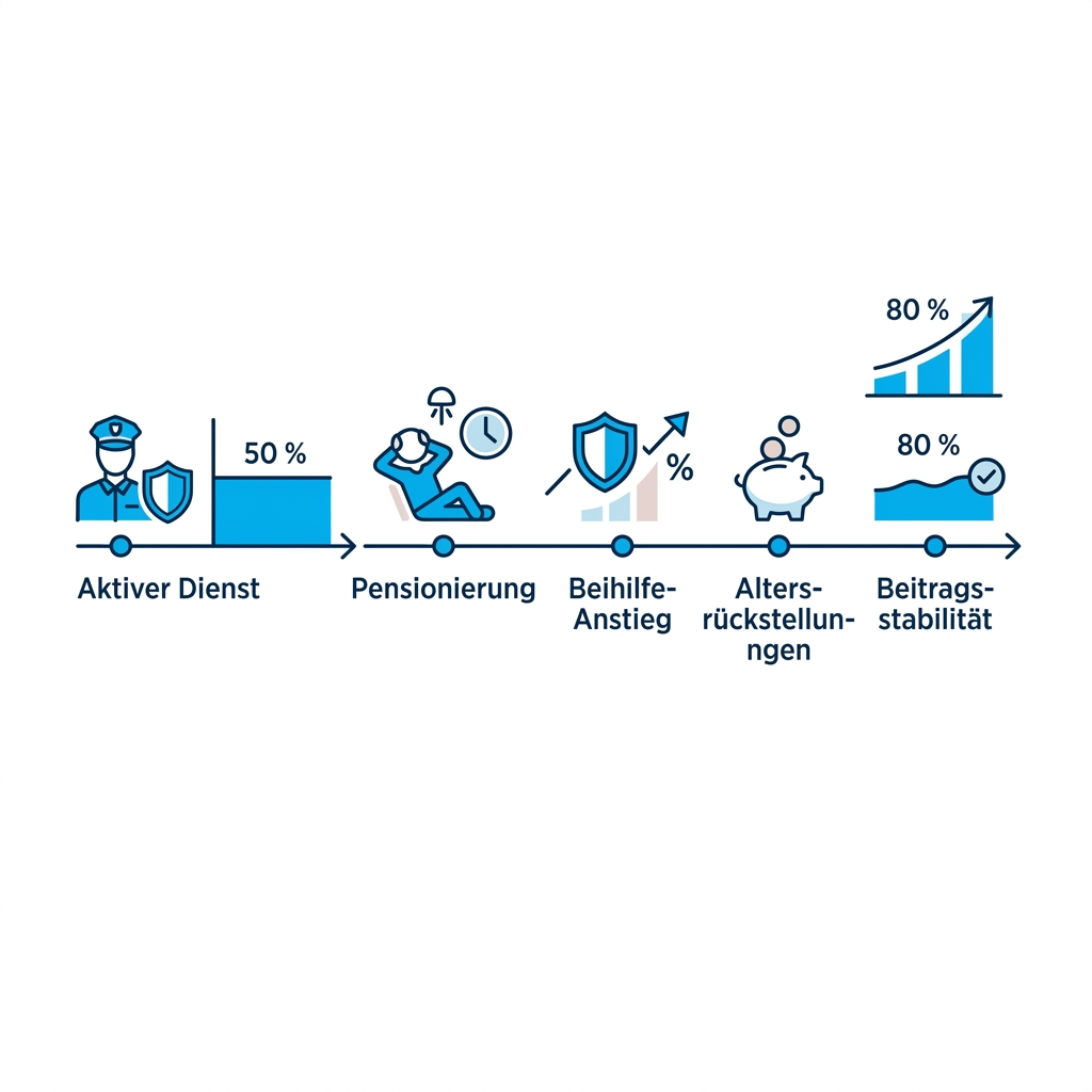 Infografik zur Beitragsentwicklung der PKV für Beamte im Zeitverlauf