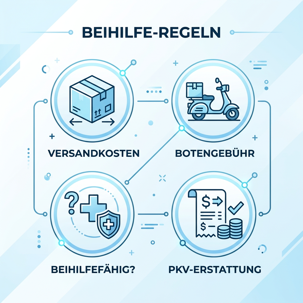 Infografik zur Abrechnung von Versand- und Botengebühren bei Arzneimitteln
