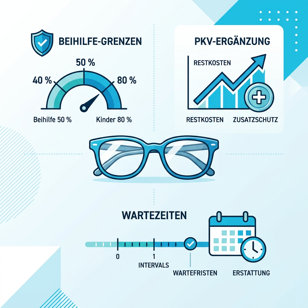 Infografik über Erstattungsgrenzen für Sehhilfen bei Beamten