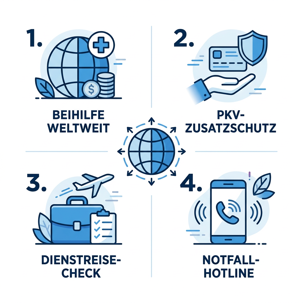 Infografik zum Versicherungsschutz für Beamte auf Auslandsdienstreisen Infografik zum Versicherungsschutz für Beamte auf Auslandsdienstreisen