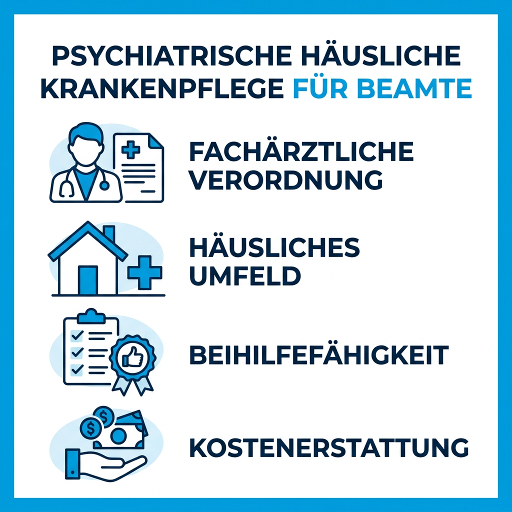 Infografik zum Ablauf der psychiatrischen häuslichen Krankenpflege für Beamte