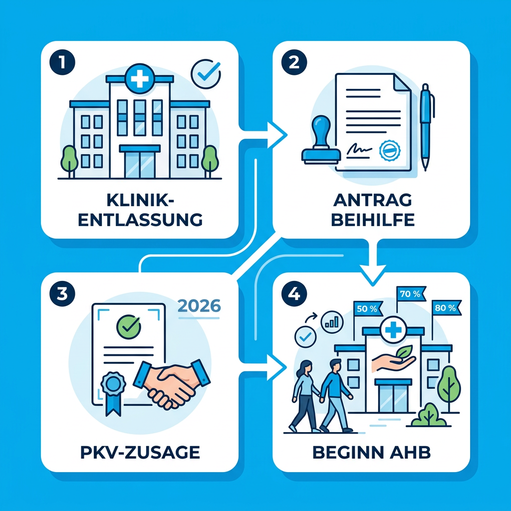 Infografik zum Ablauf der Anschlussheilbehandlung für Beamte