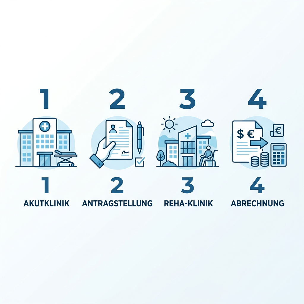 Infografik zum Ablauf einer neurologischen Rehabilitation für Beamte