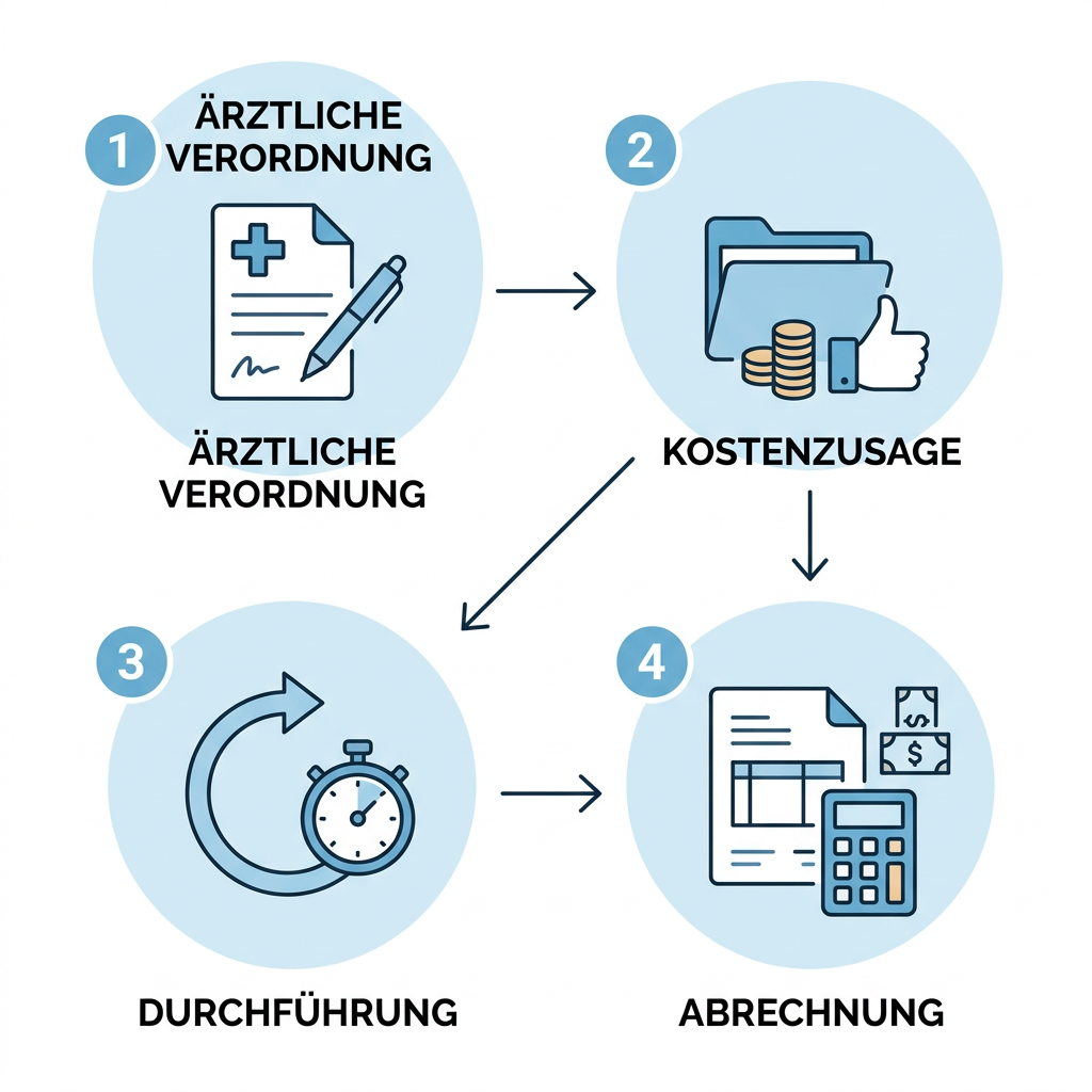 Infografik zum Ablauf der Beantragung von Reha-Sport für Beamte