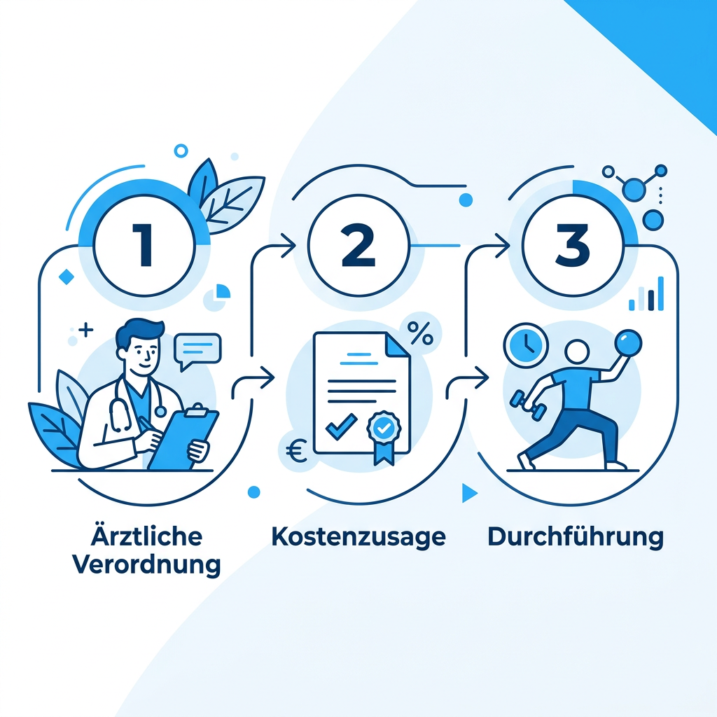 Infografik zum Ablauf der Beihilfe-Genehmigung für Reha-Sport