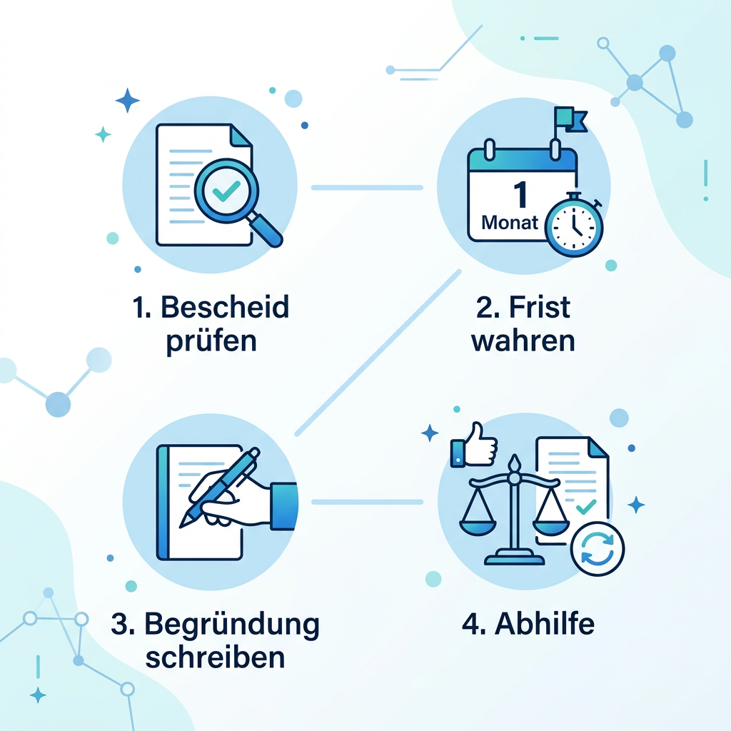 Infografik zum Ablauf eines Widerspruchsverfahrens bei der Beihilfe