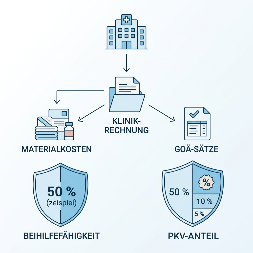 Infografik zum Erstattungsablauf bei stationären Materialkosten