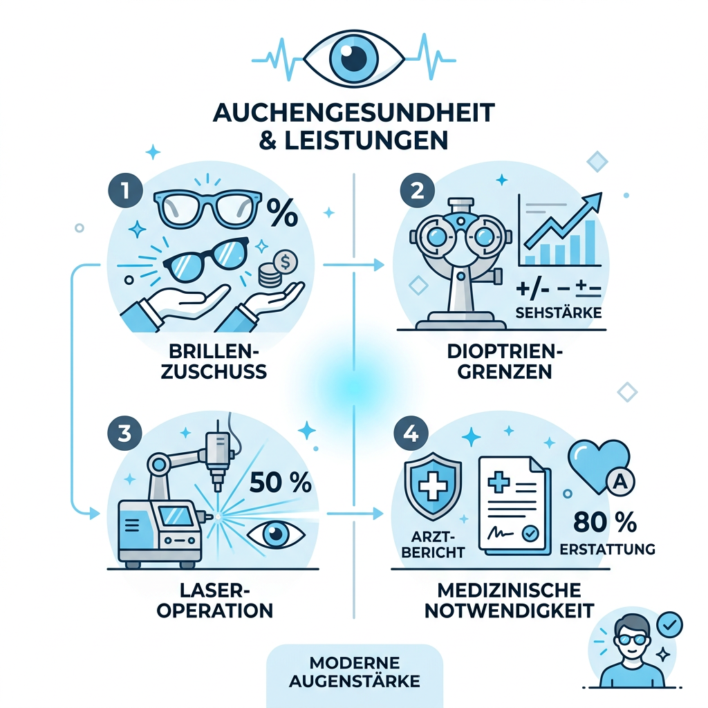 Infografik zu Erstattungssätzen für Sehhilfen und Augenoperationen