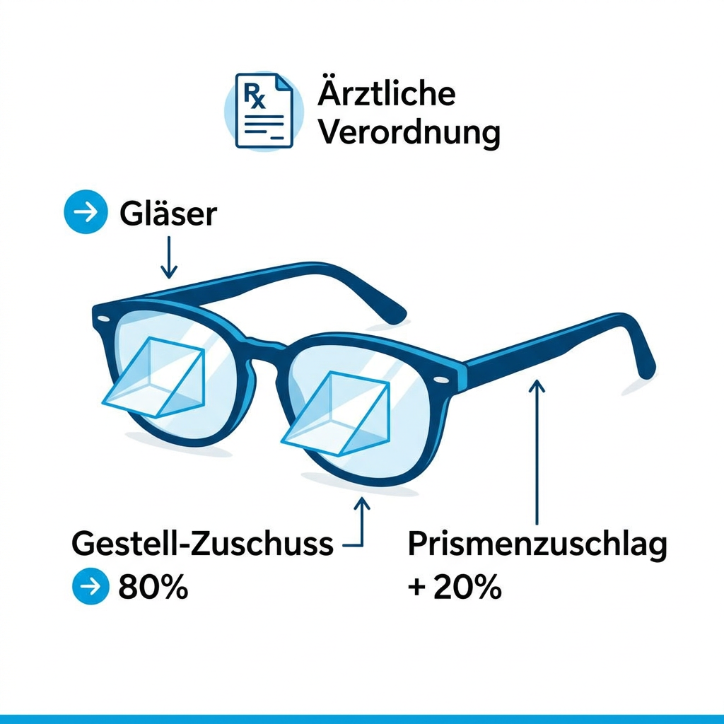 Infografik zu den Erstattungskomponenten einer Prismenbrille