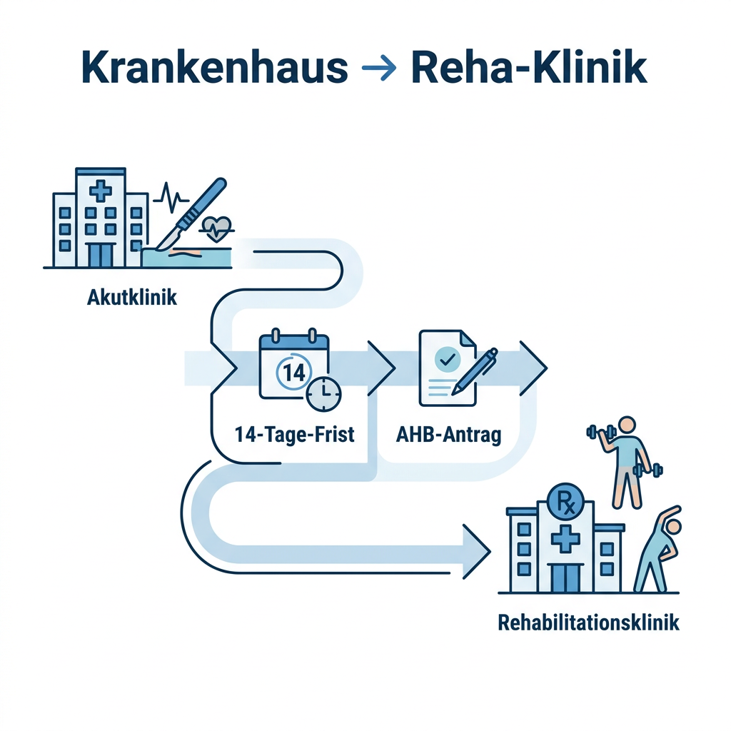 Infografik zum Ablauf einer Anschlussheilbehandlung für Beamte