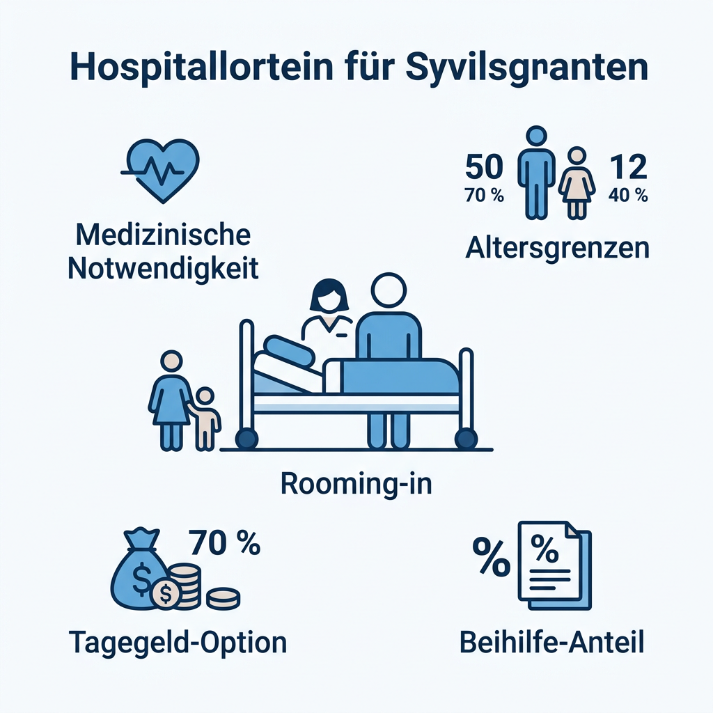 Infografik zur Kostenübernahme einer Begleitperson im Krankenhaus für Beamte