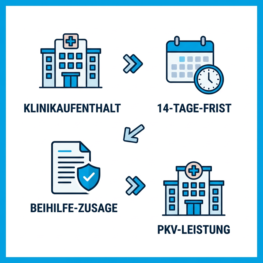 Infografik zum Ablauf einer Anschlussheilbehandlung für Beamte Infografik zum Ablauf einer Anschlussheilbehandlung für Beamte