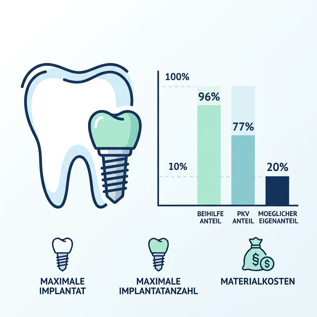 Infografik zu den Kostengrenzen bei Zahnimplantaten für Beamte