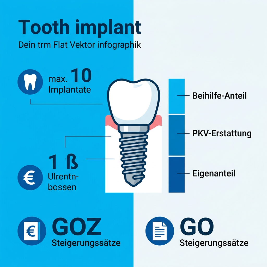 Infografik zur Kostenverteilung bei Zahnimplantaten für Beamte