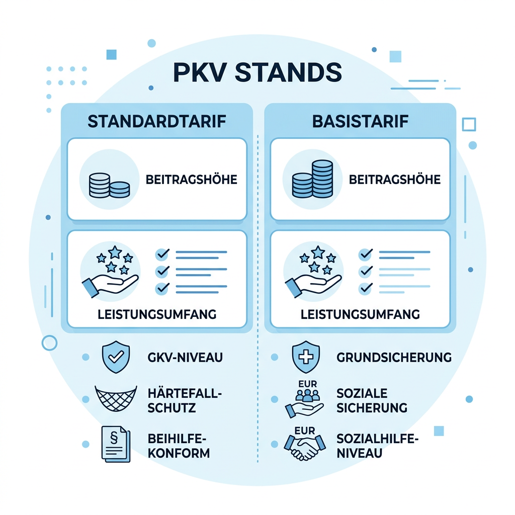 Infografik zum Vergleich von Standardtarif und Basistarif in der PKV
